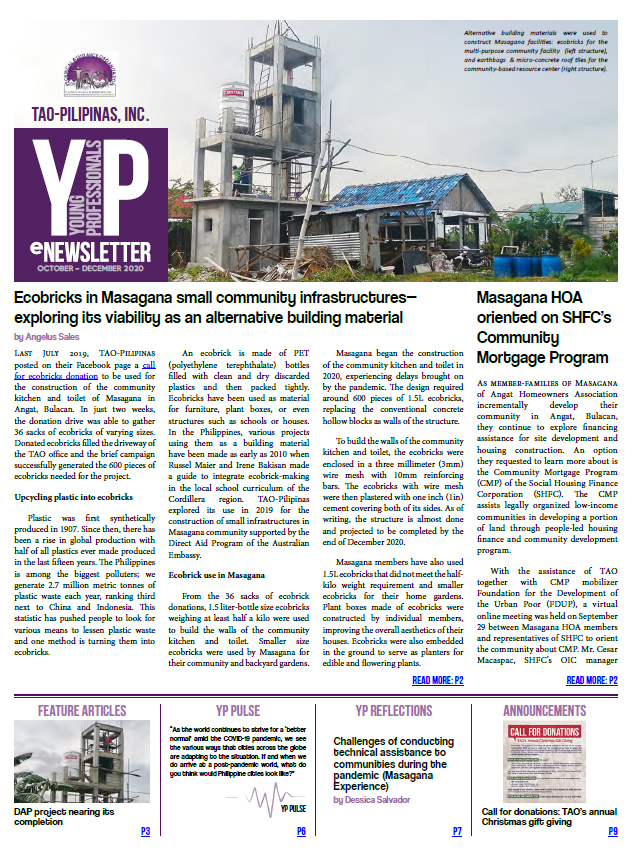 front page photo of YP ENewsletter October - December 2020 issue