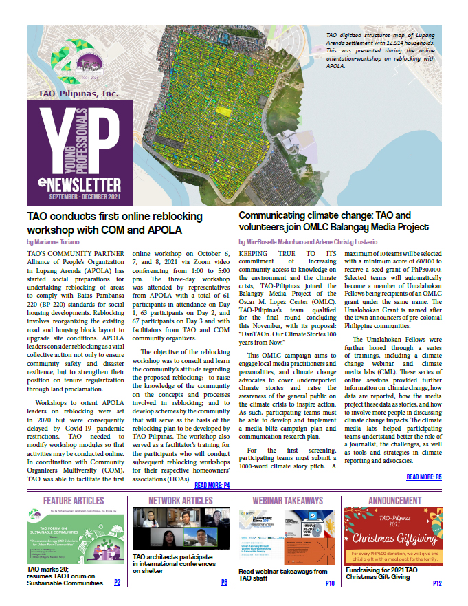 screenshot of the cover of YP Enewsletter September - December 2021 Issue